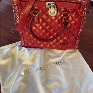 Michael Kors Cherry Red Quilted Shoulder Bag